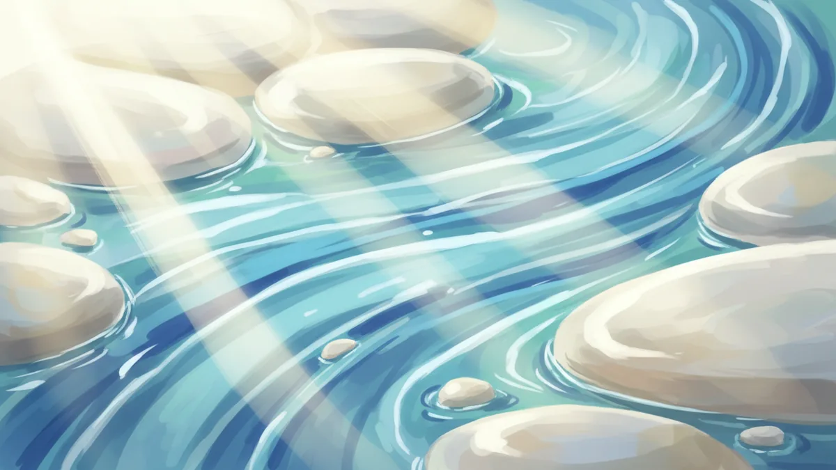 Abstract illustration of flowing water representing emotional movement and calm.