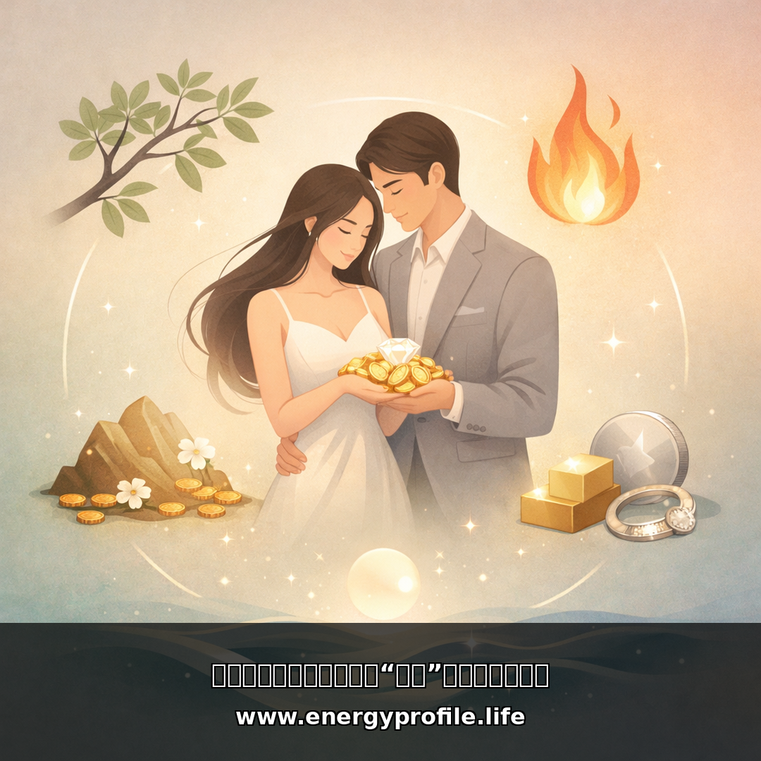 Gold energy marriage and emotional value illustration