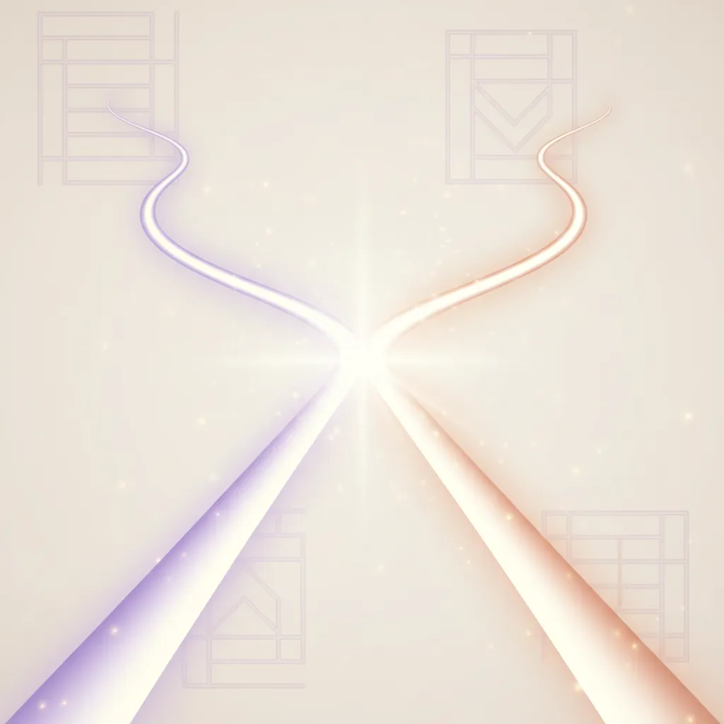 Decision emotional energy reading: a glowing path splitting into choices